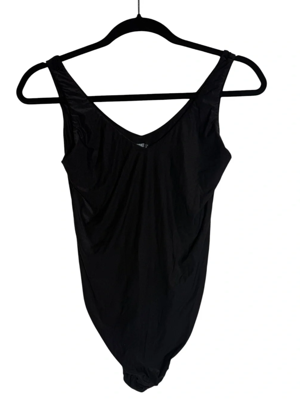 Aerie SMOOTHEZ Bodysuit Black V-Neck Size Large Stretchy Lightweight Sleeveless